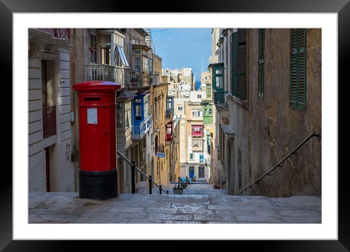 Valletta's Iconic Red Post Box Framed Mounted Print by Jason Wells
