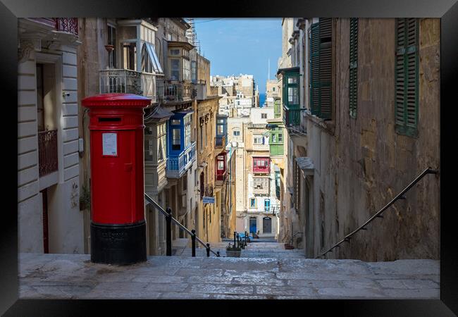 Valletta's Iconic Red Post Box Framed Print by Jason Wells