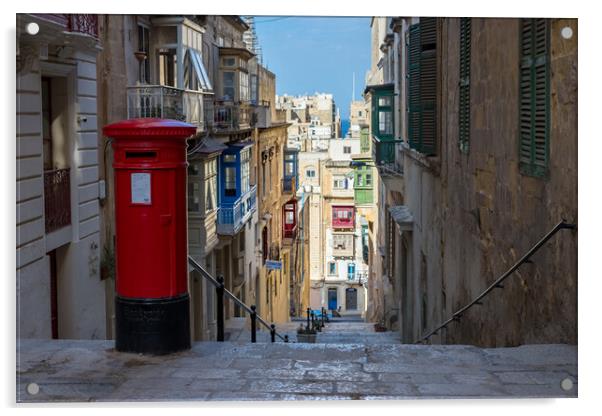 Valletta's Iconic Red Post Box Acrylic by Jason Wells
