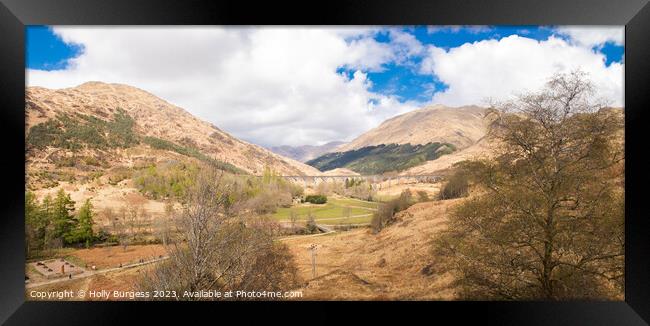 Mountains of the Glenfinnan Viaduct in scotland  Framed Print by Holly Burgess