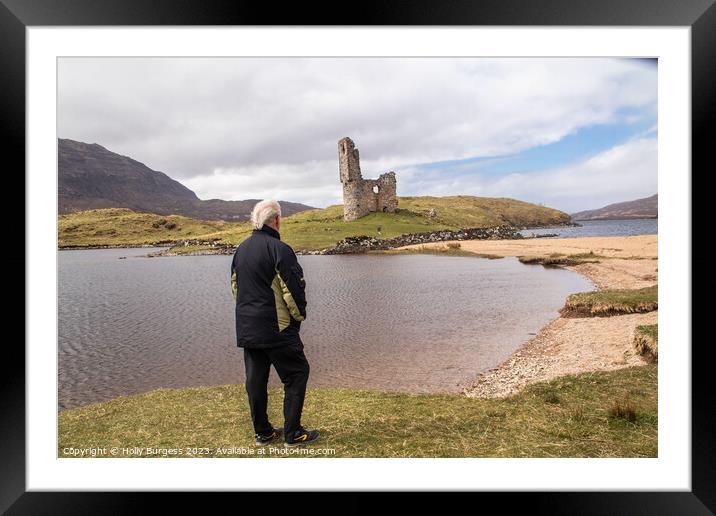 Echoes of Time: Ardvreck Castle's Loch Island Ruin Framed Mounted Print by Holly Burgess