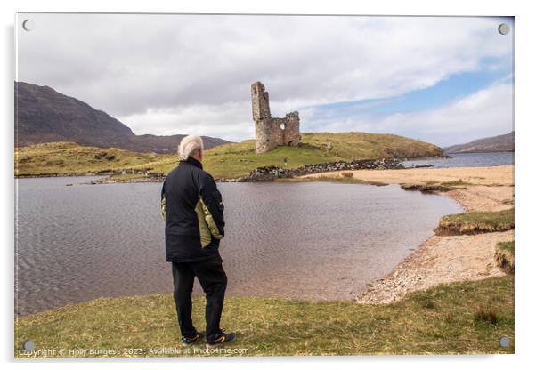 Echoes of Time: Ardvreck Castle's Loch Island Ruin Acrylic by Holly Burgess