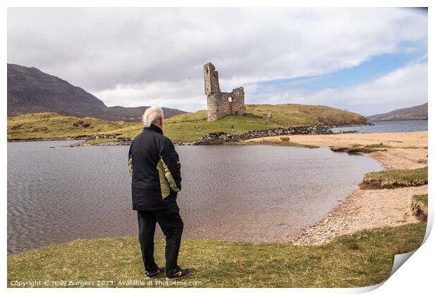 Echoes of Time: Ardvreck Castle's Loch Island Ruin Print by Holly Burgess