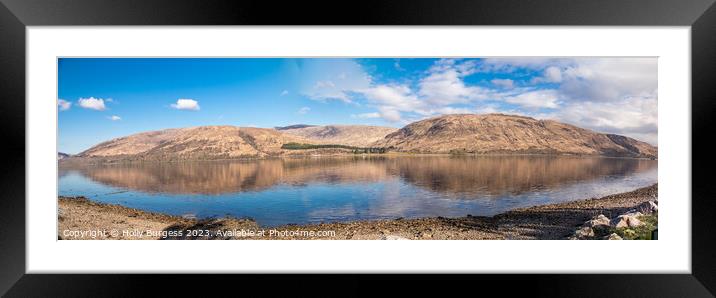Serene Scottish Panorama: Loch Linnhe Reflections Framed Mounted Print by Holly Burgess