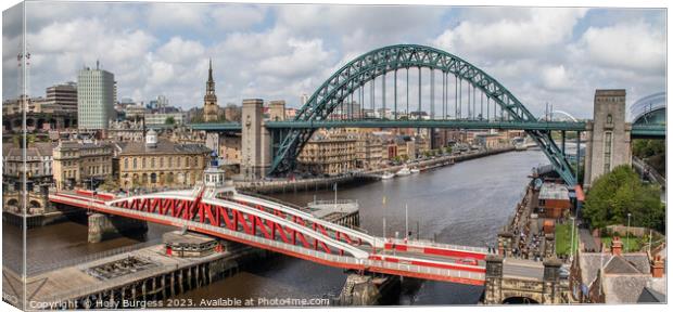 Newcastle's Historic Bridges: A Nostalgic Vista Canvas Print by Holly Burgess