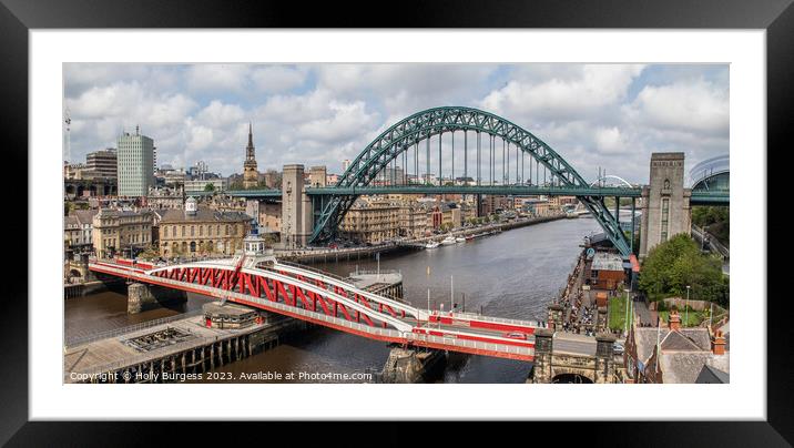 Newcastle's Historic Bridges: A Nostalgic Vista Framed Mounted Print by Holly Burgess