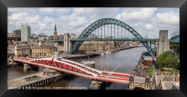 Newcastle's Historic Bridges: A Nostalgic Vista Framed Print by Holly Burgess