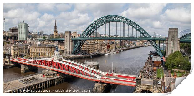 Newcastle's Historic Bridges: A Nostalgic Vista Print by Holly Burgess