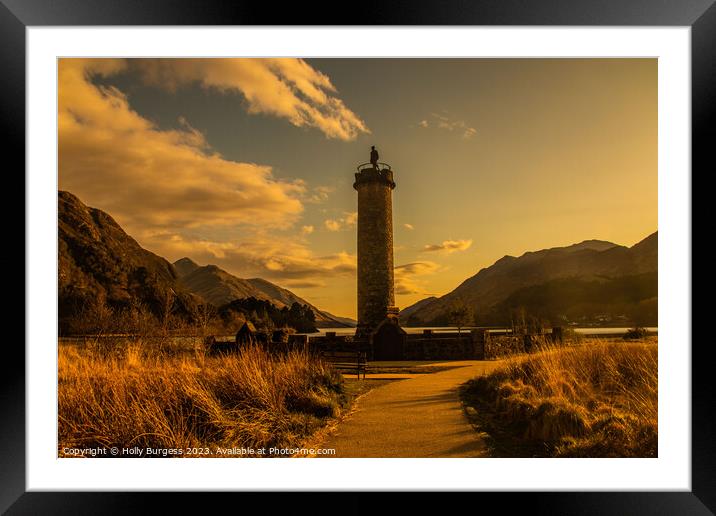 'Glenfinnan Monument: A Historical Scottish Silhou Framed Mounted Print by Holly Burgess