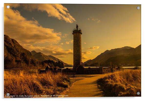 'Glenfinnan Monument: A Historical Scottish Silhou Acrylic by Holly Burgess