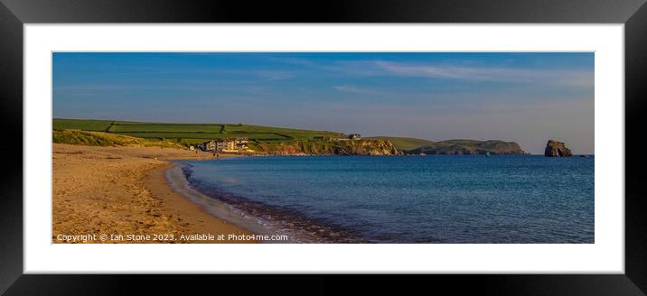 Thurlestone and South Milton Sands panorama. Framed Mounted Print by Ian Stone