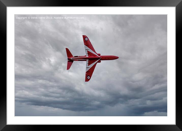 RAF Red Arrow Flying Solo Framed Mounted Print by Derek Daniel