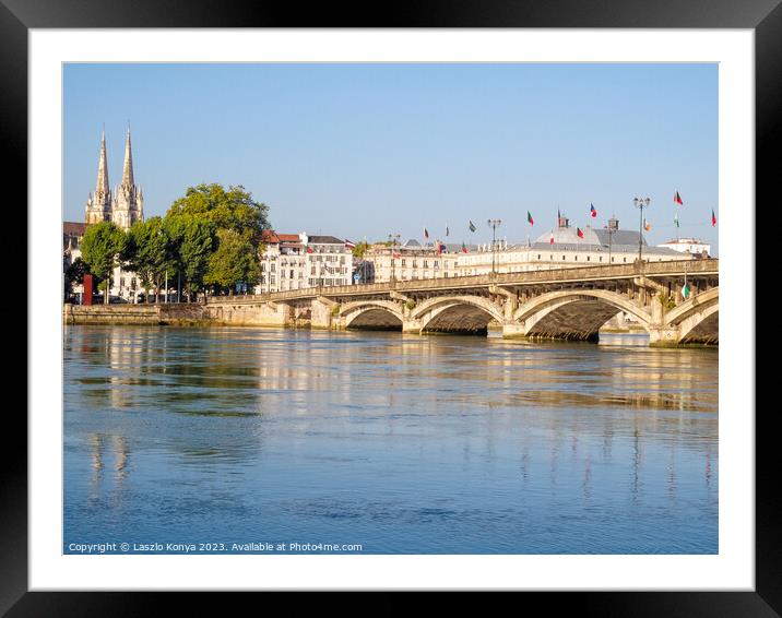 Adour River and Saint-Esprit bridge - Bayonne Framed Mounted Print by Laszlo Konya