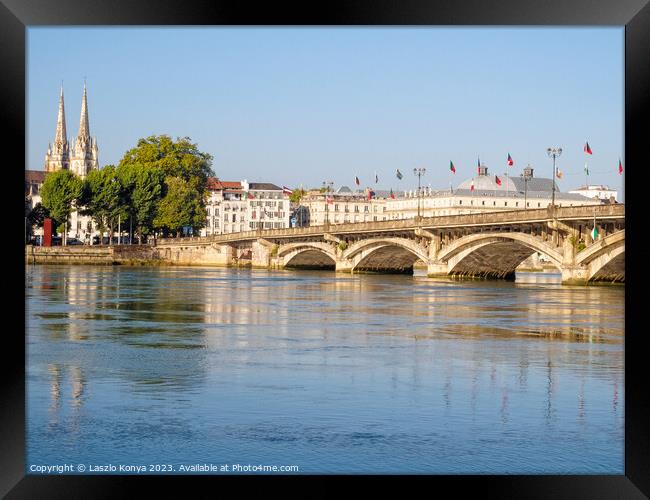 Adour River and Saint-Esprit bridge - Bayonne Framed Print by Laszlo Konya