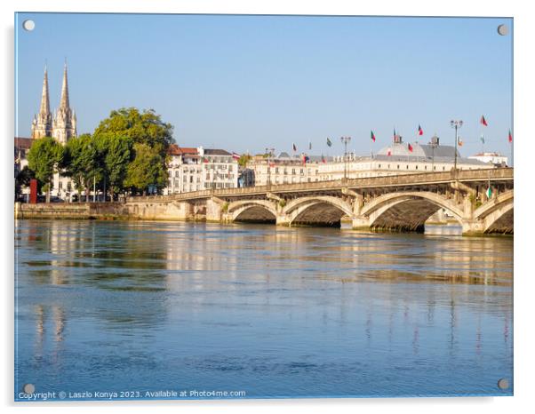 Adour River and Saint-Esprit bridge - Bayonne Acrylic by Laszlo Konya