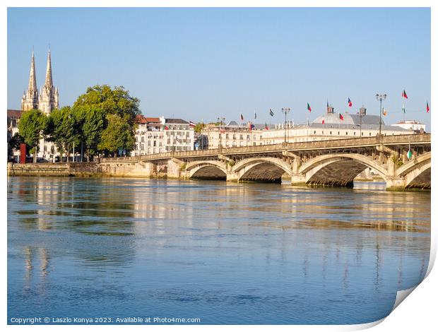 Adour River and Saint-Esprit bridge - Bayonne Print by Laszlo Konya