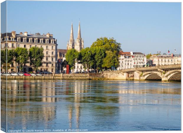 Adour River and the Cathedral of Saint Mary - Bayonne Canvas Print by Laszlo Konya