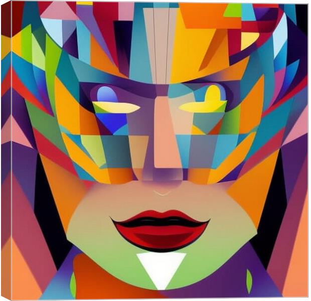 Vibrant Cubist Portrait A Modern Twist Canvas Print by Luigi Petro