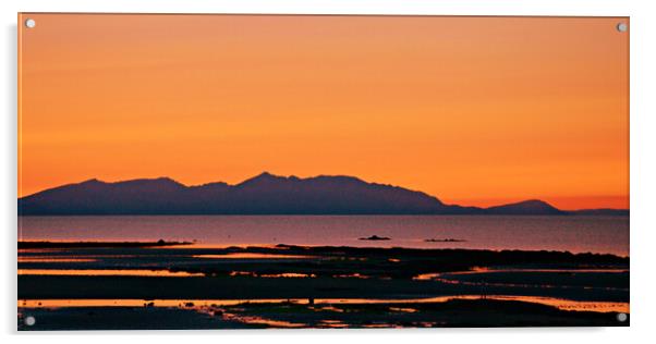 Arran sunset skies and calm waters Acrylic by Allan Durward Photography