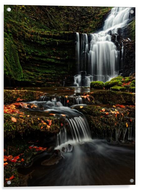 Majestic Autumn Waterfall in Yorkshire Acrylic by Jim Round