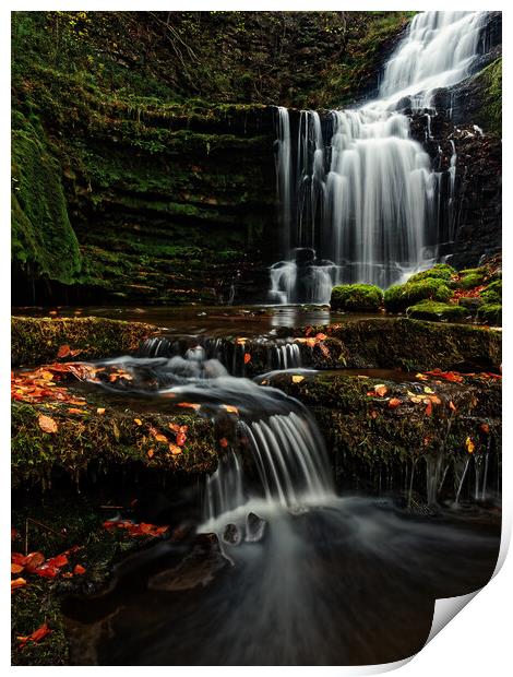 Majestic Autumn Waterfall in Yorkshire Print by Jim Round