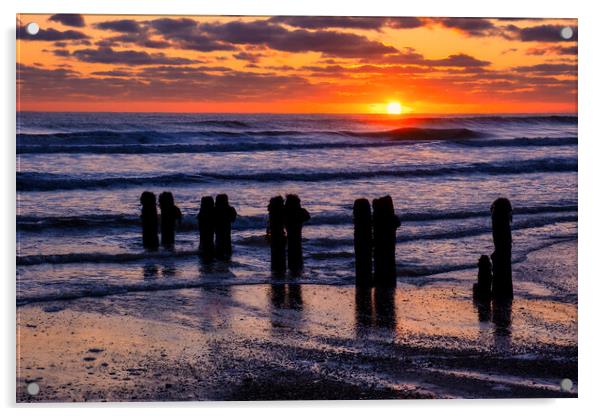 Sandsend Sunrise North Yorkshire Coast Acrylic by Tim Hill