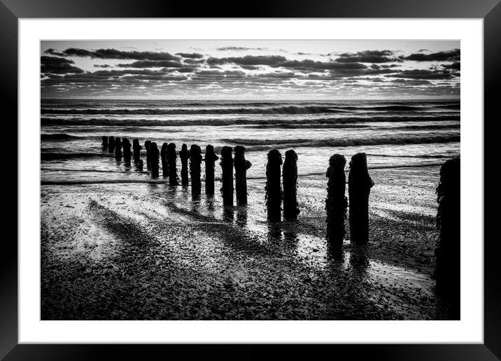 Sandsend Seascape Black and White Framed Mounted Print by Tim Hill