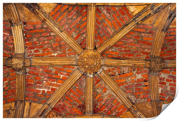 Exchequer Gate Medieval Ceiling In Lincoln Print by Artur Bogacki