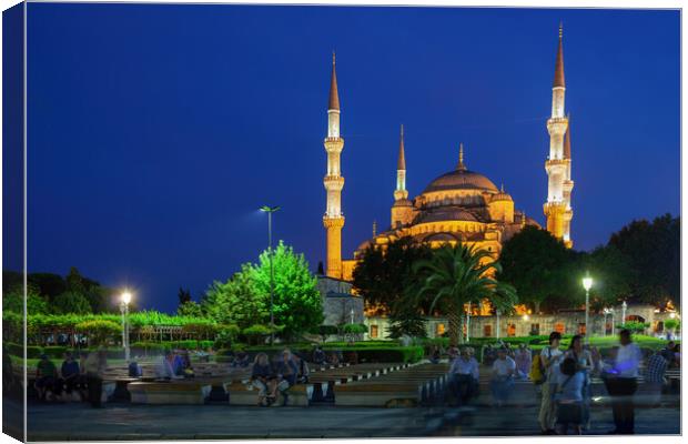 The Blue Mosque in Istanbul at Night Canvas Print by Artur Bogacki