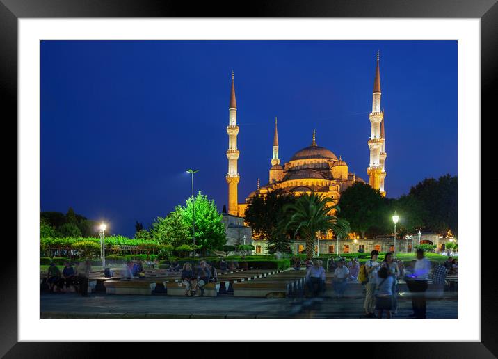The Blue Mosque in Istanbul at Night Framed Mounted Print by Artur Bogacki