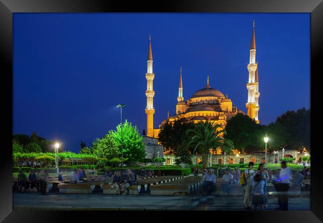 The Blue Mosque in Istanbul at Night Framed Print by Artur Bogacki