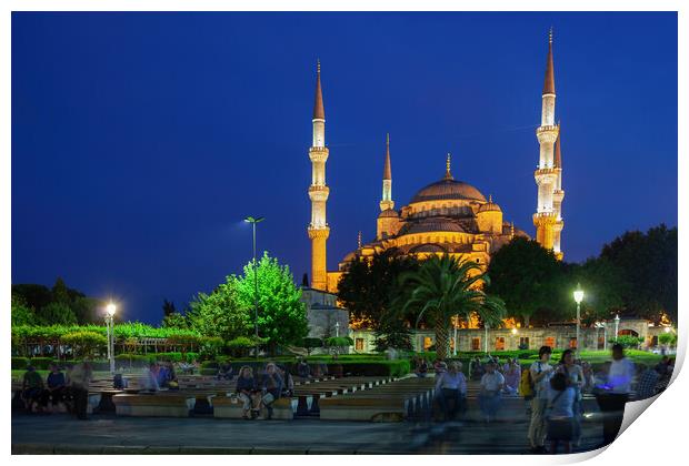 The Blue Mosque in Istanbul at Night Print by Artur Bogacki