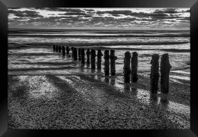 Sandsend Beach Black and White Framed Print by Tim Hill
