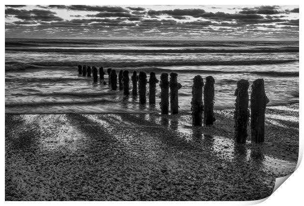 Sandsend Beach Black and White Print by Tim Hill