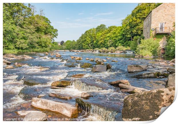 The River Tees at Demesnes Mill, Barnard Castle Print by Richard Laidler