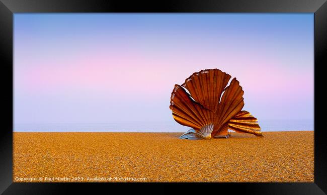 The Scallop at Aldeburgh Beach Framed Print by Paul Martin