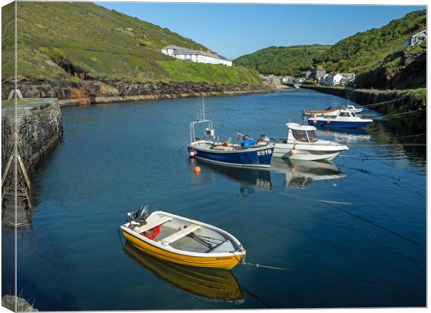 Boats at Boscastle Harbour Canvas Print by Tony Twyman