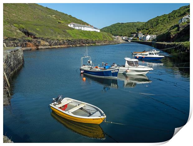 Boats at Boscastle Harbour Print by Tony Twyman