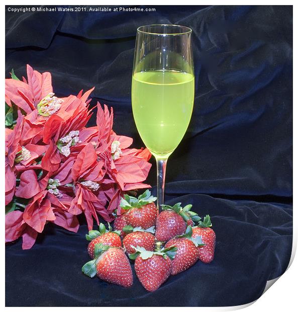 Strawberries and Wine Print by Michael Waters Photography