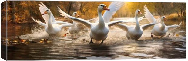 Take Off Of The Swans Canvas Print by Massimiliano Leban