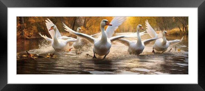Take Off Of The Swans Framed Mounted Print by Massimiliano Leban