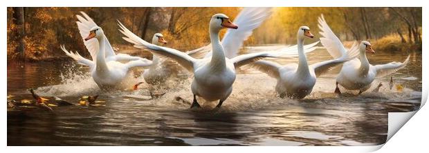 Take Off Of The Swans Print by Massimiliano Leban