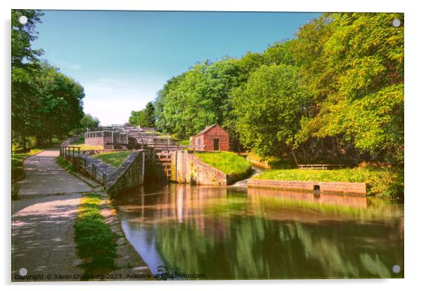 Bingley Five Rise Locks Acrylic by Alison Chambers