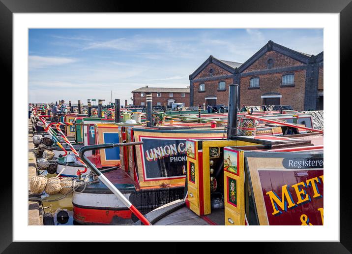 Vibrant Narrow Boats on Ellesmere Canal Framed Mounted Print by Jason Wells