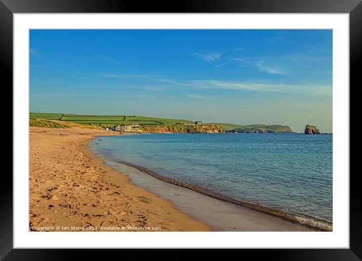 Thurlestone and South Milton Sands. Framed Mounted Print by Ian Stone