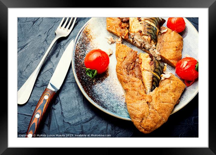 Whole fish baked in bread, fish pie. Framed Mounted Print by Mykola Lunov Mykola