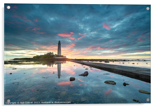 Lighthouse Dawn Acrylic by Neil Coleran