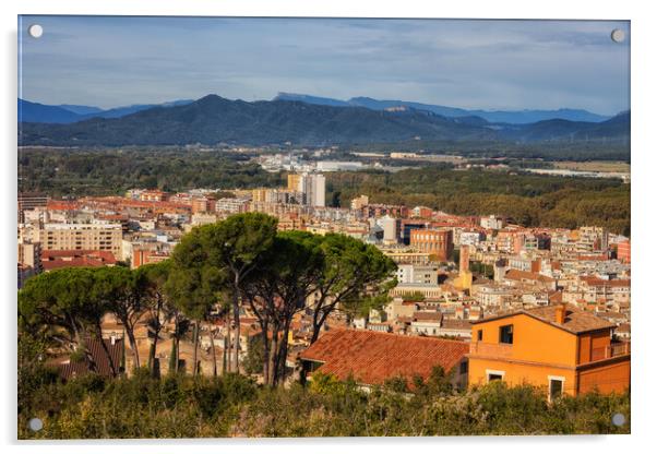View Above Girona City Acrylic by Artur Bogacki