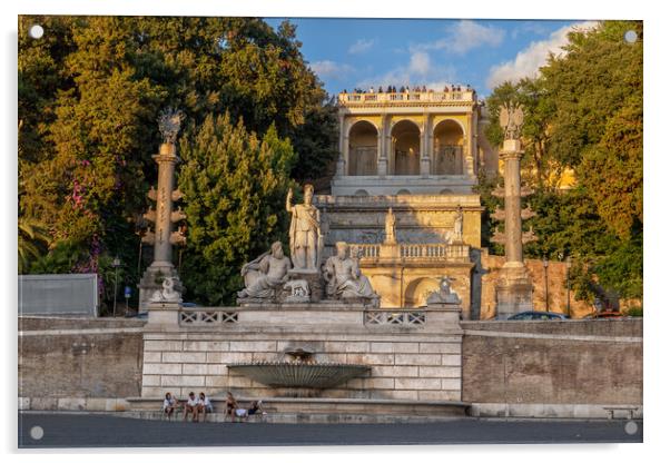 Fontana della Dea Roma in Rome at Sunset Acrylic by Artur Bogacki