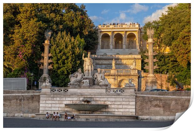 Fontana della Dea Roma in Rome at Sunset Print by Artur Bogacki